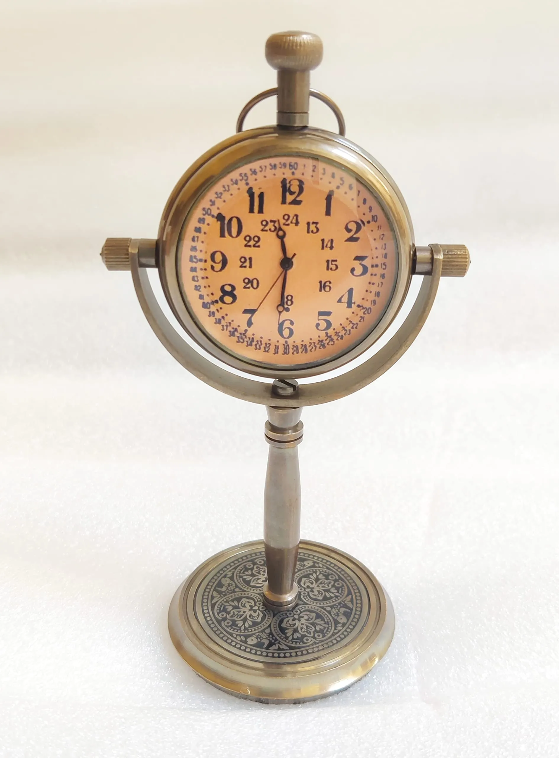 NORVILLE® Brass Desk Table Clock Decor for Home Office Tbale